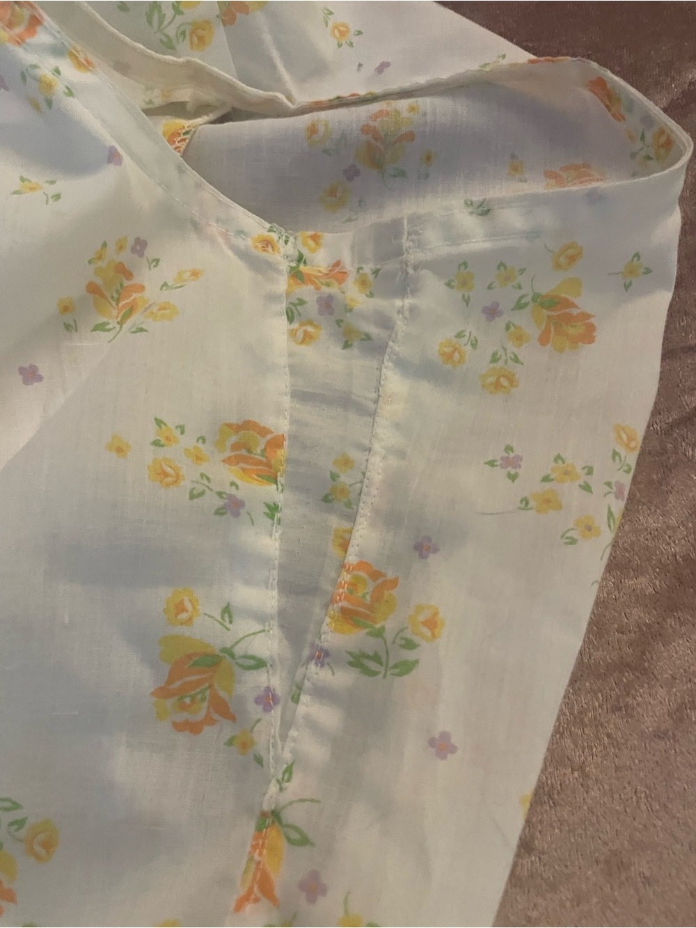 Vintage Sleeveless Floral Button-Front Top - Yellow Floral - Picture 7 of 8